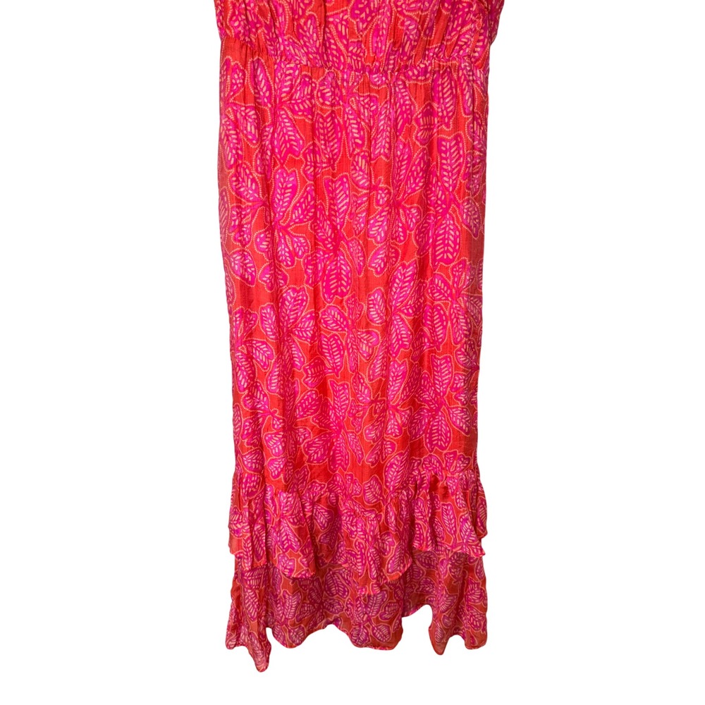 The Good Journey Ruffled Tiered Midi Dress Magenta Combo Pink Size 8 - Picture 4 of 10